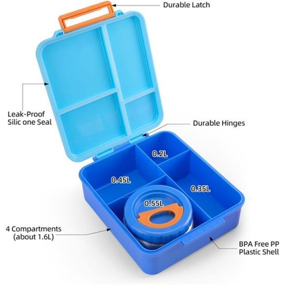 Bento Lunch Box for Kids With 8oz Soup Thermo,Leak-proof Lunch Containers - Picture 2 of 8
